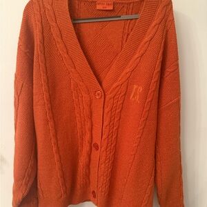 Taylor Swift Vibrant Orange Cable Knit Cardigan